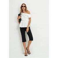 River Island Drape Off The Shoulder Peplum Top Cream