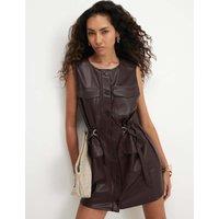 River Island Button Front Mini Utility Shirt Dress Purple