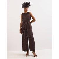 Phase Eight Polka Dot Belted Sleeveless Jumpsuit Brown Mix