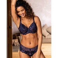 Pour Moi Amour Floral Lace Wired Side Support Bra D-J Navy Mix