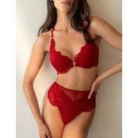 Pour Moi Etoile Mesh & Lace High Waisted Briefs Red