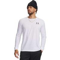 Under Armour Cotton Rich Crew Neck Long Sleeve Logo Top White