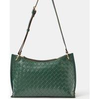 ACCESSORIZE Faux Leather Woven Cross Body Bag Green