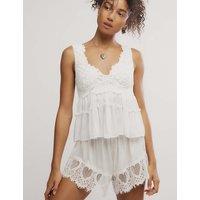 Intimately FP by Free People Lace Trim Tiered Peplum Hem Camisole Cream