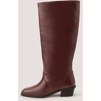 Monsoon Leather Block Heel Knee High Boots Burgundy