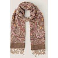 Monsoon Embroidered Paisley Tassel Scarf Beige Mix