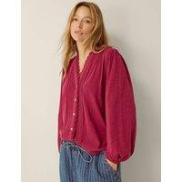 Monsoon Pure Cotton Jersey Blouse Burgundy