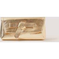 Monsoon Metallic Bow Clutch Bag Gold