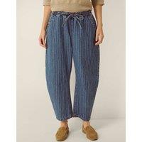 Monsoon Stripe Drawstring Barrel Jeans Medium Blue Mix