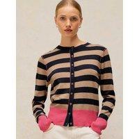 White Stuff Pure Cotton Striped Cardigan Navy Mix