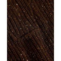 White Stuff Funnel Neck Half Zip Knitted Poncho Brown
