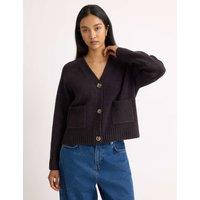 Albaray V-Neck Relaxed Cardigan with Wool Brown