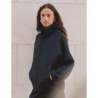 Albaray Wool Blend Funnel Neck Zip Up Jacket Black