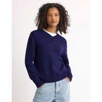 Albaray V-Neck Jumper with Wool Navy