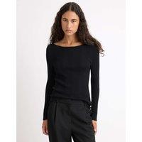 Albaray Ribbed Slash Neck Top Black