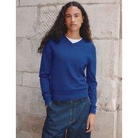 Albaray Cotton Blend V-Neck Jumper with Wool Blue