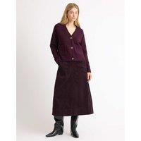 Albaray Cord Midi A-Line Skirt Burgundy