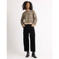 Albaray Cord Barrel Leg Ankle Grazer Trousers Black