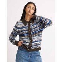 Albaray Fair Isle Collared Cardigan with Wool Blue Mix