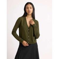 Albaray Pure Merino Wool V-Neck Button Front Cardigan Green