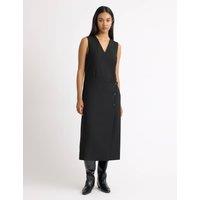 Albaray V-Neck Midi Tailored Wrap Dress Black