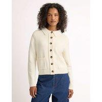 Albaray Collared Button Front Pocket Cardigan with Wool Cream