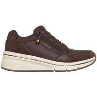 Skechers Billion Flex Leather Lace Up Trainers Chocolate