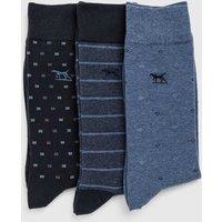 Rodd & Gunn 3 Pack Patterned Cotton Rich Socks Blue Mix