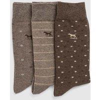 Rodd & Gunn 3 Pack Patterned Cotton Rich Socks Brown Mix