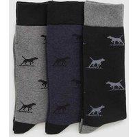 Rodd & Gunn 3 Pack Dogs Cotton Rich Smart Socks Grey Mix