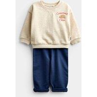 JoJo Maman Bb 2 Piece Cotton Rich Croissant Outfit (0-3 Yrs) Natural