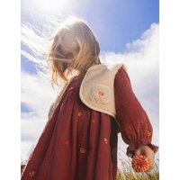 JoJo Maman Bb 2pc Pure Cotton Embroidered Dress & Gilet Set (12 Months-5 Years) Brown Mix