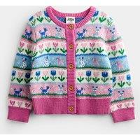 JoJo Maman Bb Pets Fair Isle Cardigan (1-5 Yrs) Pink Mix
