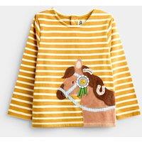 JoJo Maman Bb Pure Cotton Striped Horse Appliqu Top (1-5 Yrs) Yellow Mix