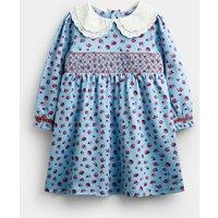 JoJo Maman Bb Pure Cotton Ditsy Floral Smocked Dress (1-5 Yrs) Light Blue Mix