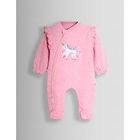 JoJo Maman Bb Pure Cotton Frill Unicorn Sleepsuit (0-18 Mths) Pink Mix