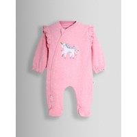 JoJo Maman Bb Pure Cotton Frill Unicorn Sleepsuit (0-18 Mths) Pink Mix