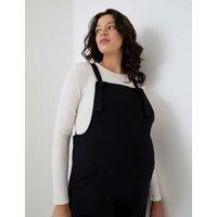 JoJo Maman Bb Maternity Pure Cotton Jersey Dungarees Black