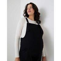 JoJo Maman Bb Maternity Pure Cotton Jersey Dungarees Black