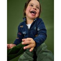 JoJo Maman Bb Pure Cotton Embroidered Dinosaur Sweatshirt (1-5 Yrs) Blue Mix