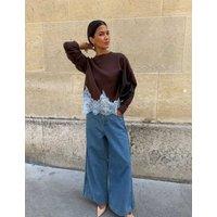 Never Fully Dressed Lace Detail Relaxed Jumper Brown Mix