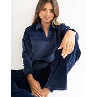 Pour Moi Cosy Fleece Ribbed Leg Pyjama Set Navy