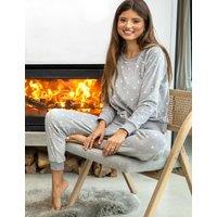 Pour Moi Fleece Print Pyjama Set Grey Mix