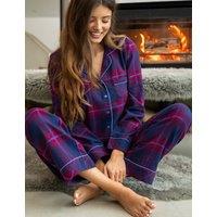 Pour Moi Pure Cotton Brushed Checked Pyjama Set Navy Mix
