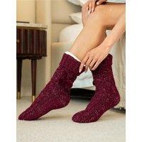 Pour Moi Cable Knit Slipper Socks Berry