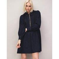 RO&ZO Denim Zip Front Mini Waisted Dress Blue Denim