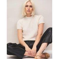 RO&ZO Alpaca & Wool Blend Puff Sleeve Knitted Top Ivory