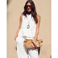 RO&ZO Pure Cotton Crew Neck Peplum Top White
