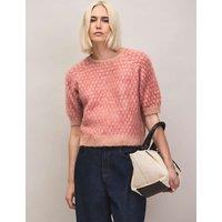 RO&ZO Textured Patterned Knitted Top with Alpaca Red