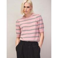 RO&ZO Wool & Cashmere Blend Striped Knitted Top Light Pink Mix